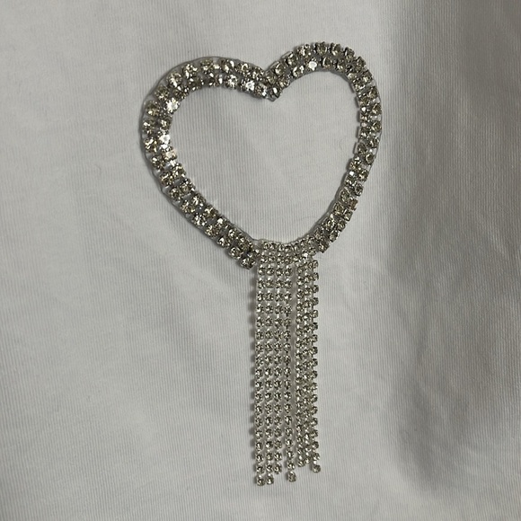 White Heart Embellished w/Bling Stones - Picture 8 of 8